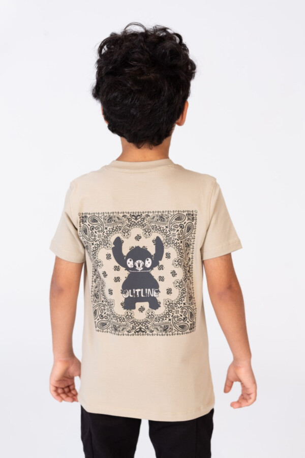 تيشرت أولادي نص كم مطبوع ومصنوع من القطن