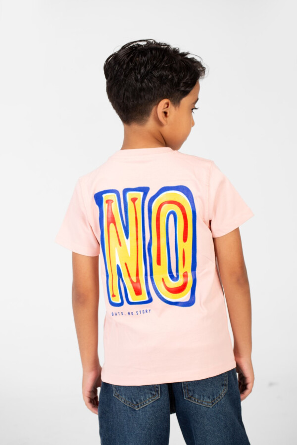 تيشرت أولادي بطبعة لا من الأمام والخلف أكمام قصيرة ياقة دائرية