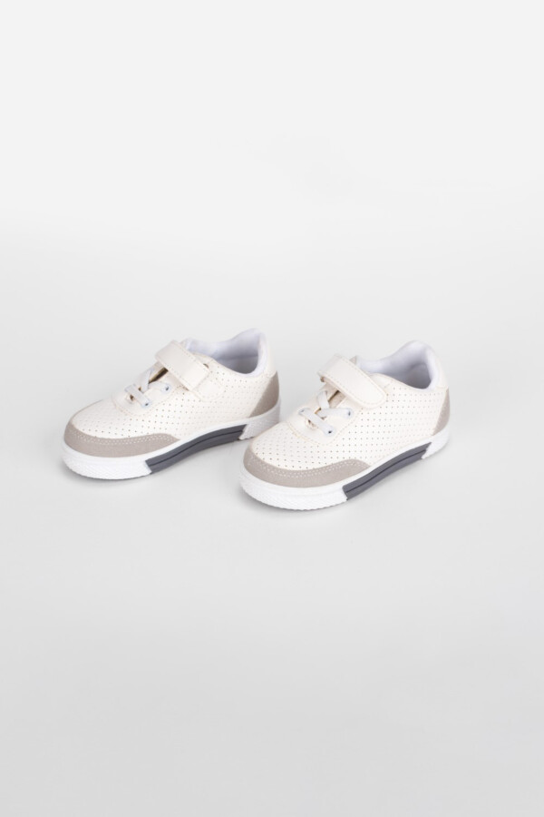 Boy's Flat Sole Faux Leather Chamois Multi Color Sneaker