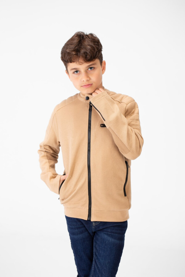 Boy's Padded Gabardine Jacket With Full Zipper Closure
