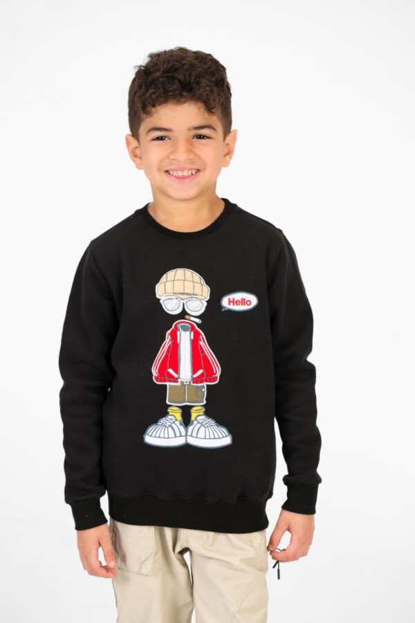 سويت شيرت أولادي بياقة دائرية وطبعة جرافيك من الأمام