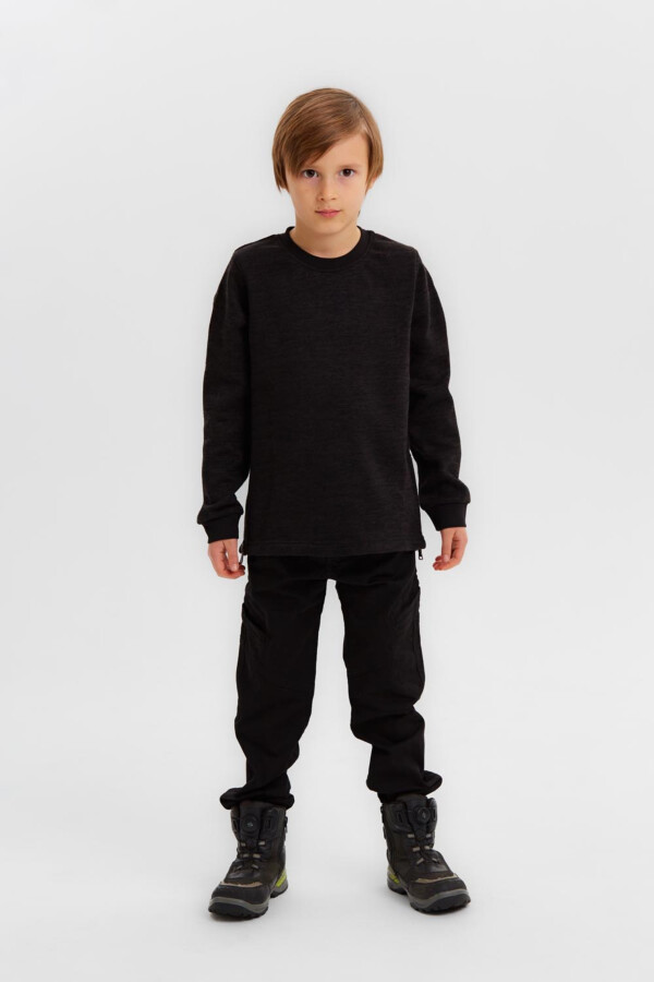 Boy's Rounded Neck Regular Fit Soft Melton Basic Padded Sweatshirt
