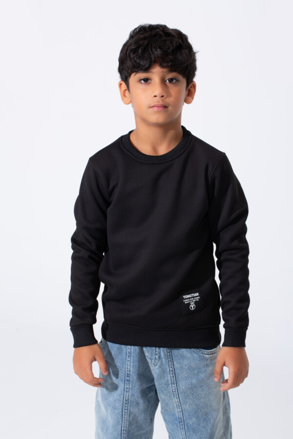 Boy's Tomato Basic Slim Fit Sweatshirt With Round Neck And Long Sleeves