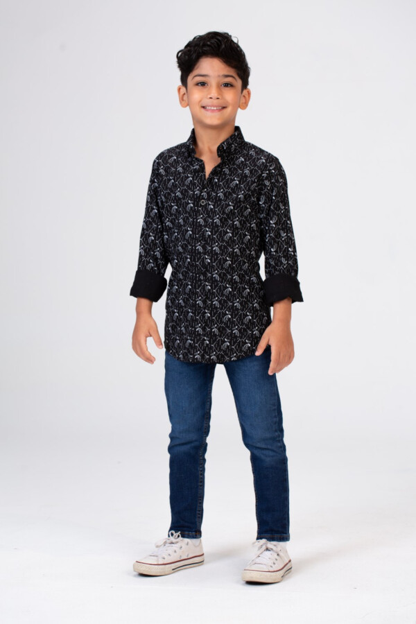 Boys Jakar Shirt With Long Sleeves And Printed Poplin Material