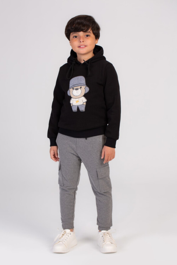 Boy's Hoodie Front Printed Hooded Comfort Melton Padded Sweatshirt Perfect For Chilly Days