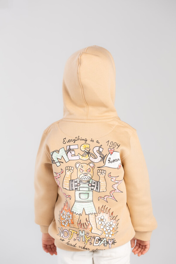 Boy's Hoodie Padded Front & Back Printed Hooded Comfort Melton Sweatshirt