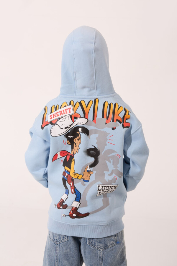 سويت شيرت هودي أولادي أوفر سايز ميلتون بطباعة جرافيك خلفية وجيب