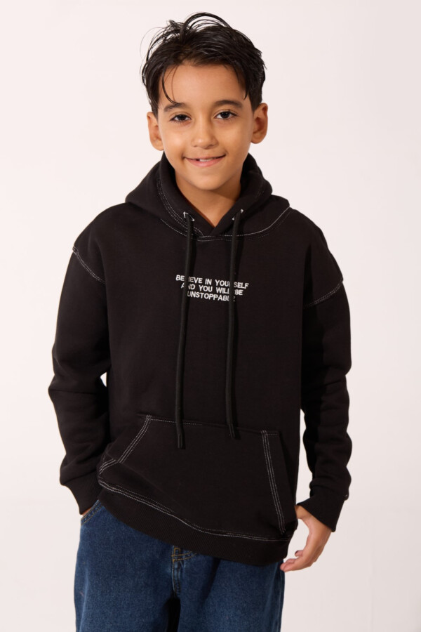 سويت شيرت هودي أولادي كاجوال اوفر سايز ميلتون بطبعة نص أمامي