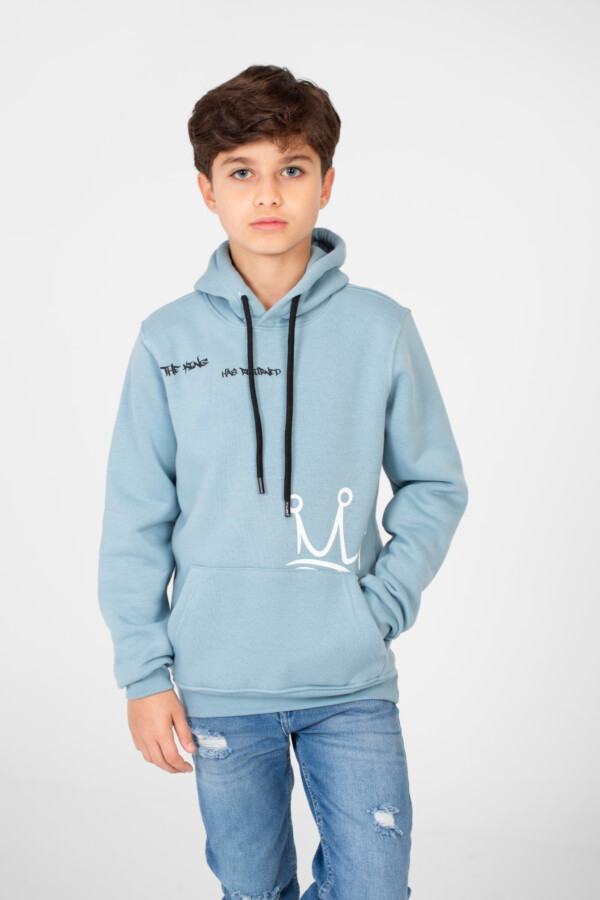Boy's Hoodie Sweatshirt With Crown Print And Front Pocket