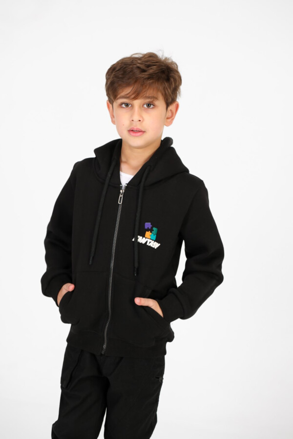 سويت شيرت سوستة أولادي بكابيشوه مطبوع