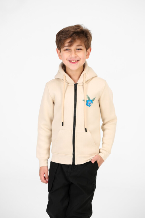 Boy's Zippered Sweatshirt With Front And Back Print