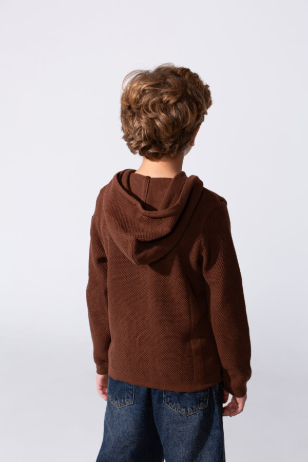 Boy's Tomato Slim Fit Cotton Pullover With Zipper And Hood