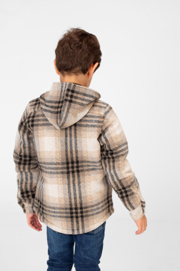 Boy's Checkered Hooded Shirt With Full Zip