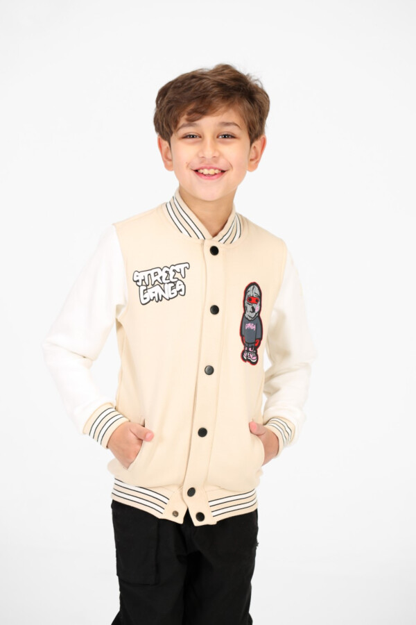 سويت شيرت أولادي بيسبول بأكمام طويلة مطبوع 