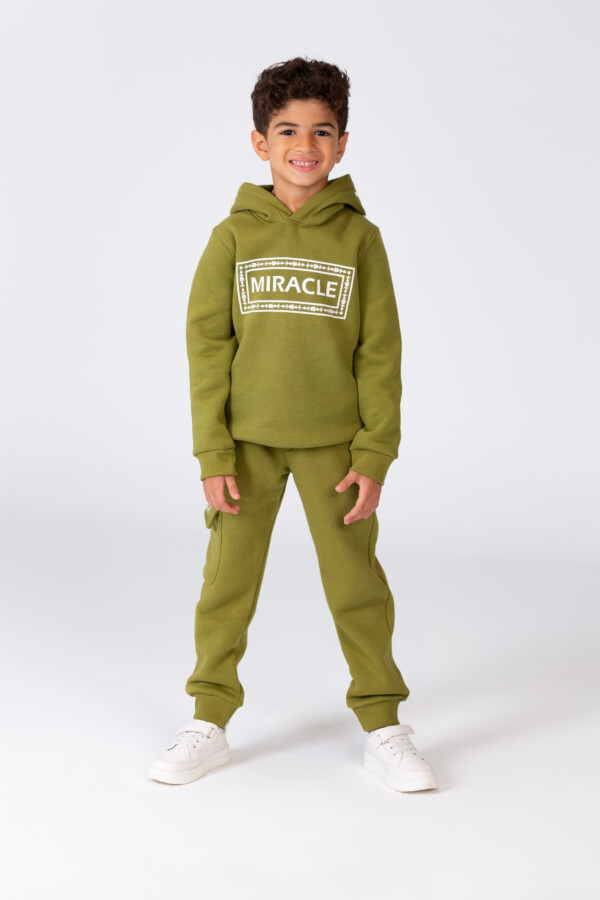 Boy's Winter Hoodie And Sweatpants Printed Training Suit In Milton Material