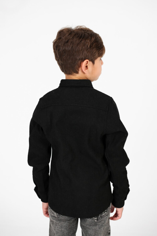 Boy's Velvet Button Front Long Sleeve Shirt