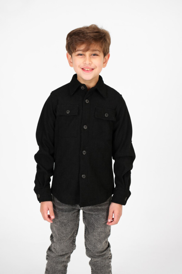 Boy's Velvet Button Front Long Sleeve Shirt