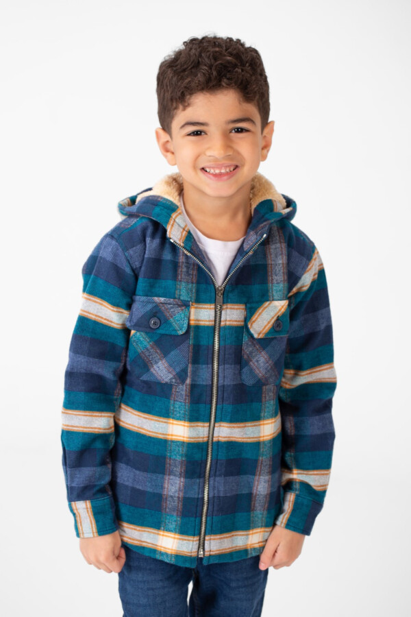 Boy's Winter Fur Padded Shirt With Zipper Closure