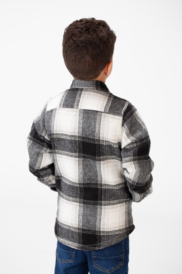 Boy's Ckecked Fur Padded Shirt With Buttons Closure