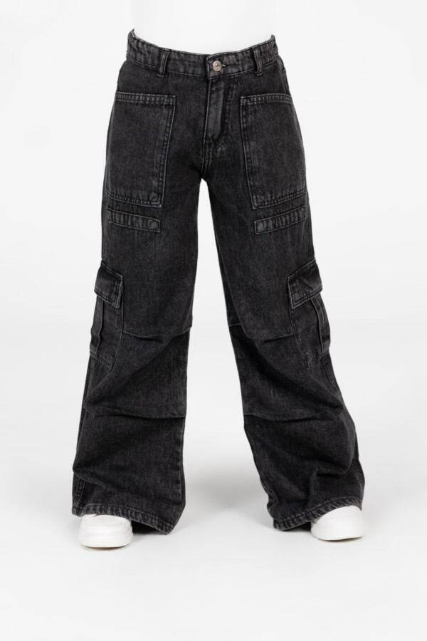 Girl's Wide Leg Slouchy Jeans Pants With Side Pockets