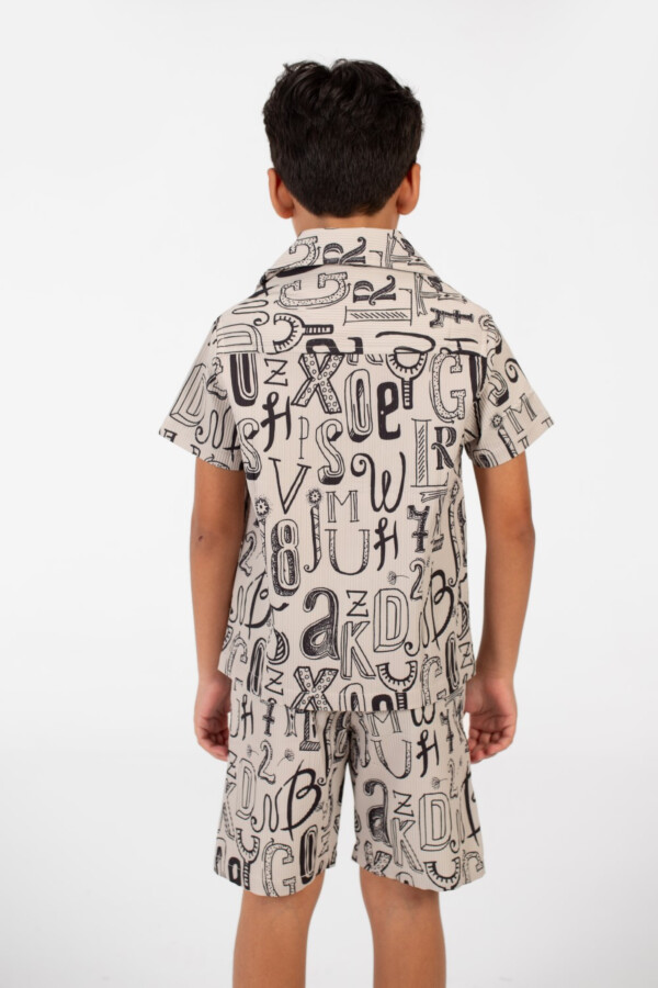 Boy's Summer Outfit Caputne Polyester Full Print Short Sleeve Shirt And Short