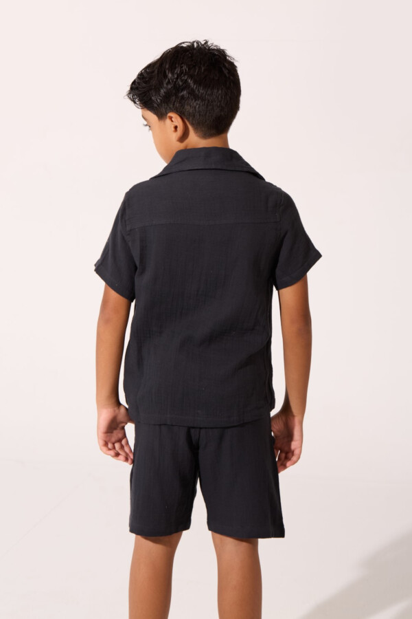 Boy's Tomato Linen Outfit Set Half Sleeve Shirt And Short