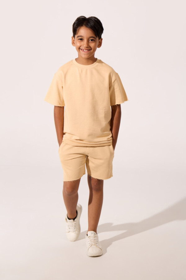 Boy's Basic Summer Melton Outfit Set Short Sleeve T-Shirt And Shorts
