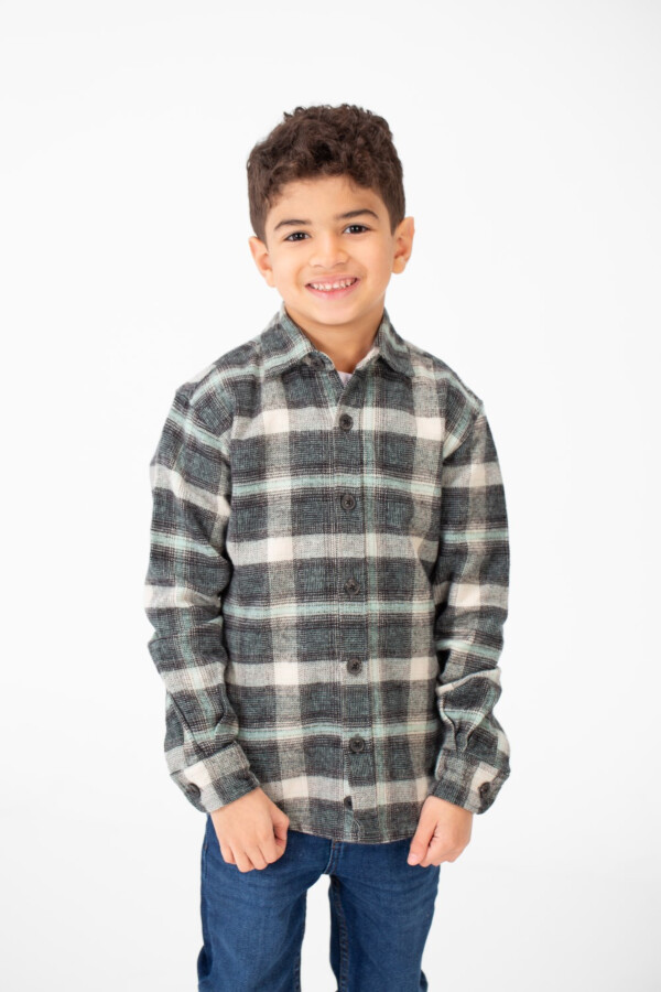 Boy's Winter Checked Shirt With Buttons And Long Sleeves