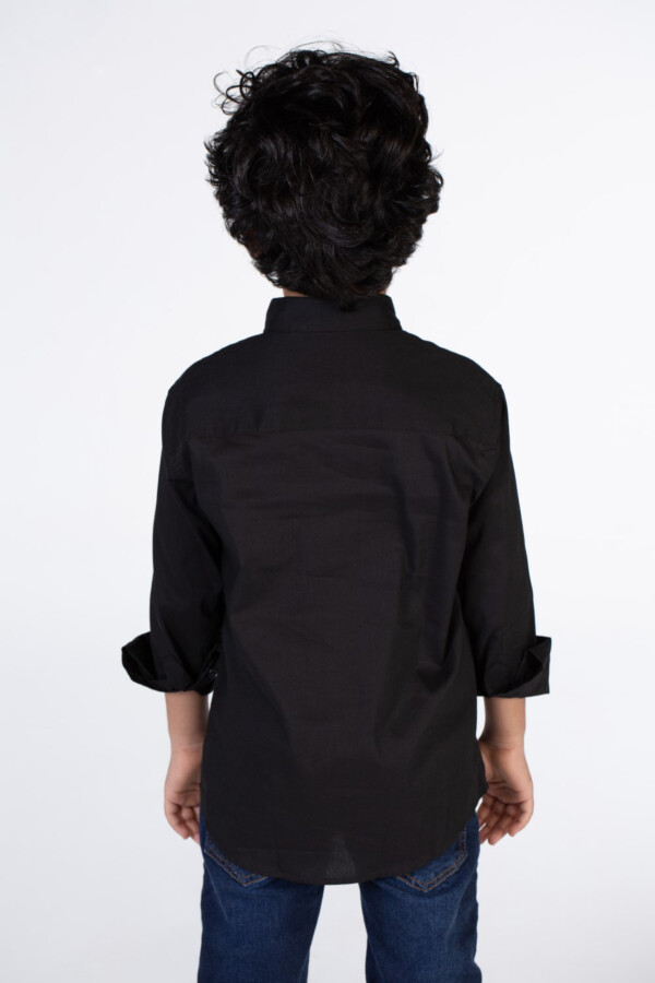 Boys Classic Plain Poplin Lycra Shirt With Button Front