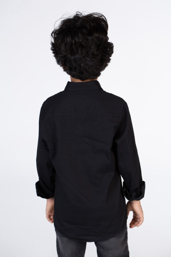 Boys Classic Plain Poplin Shirt With Button Front