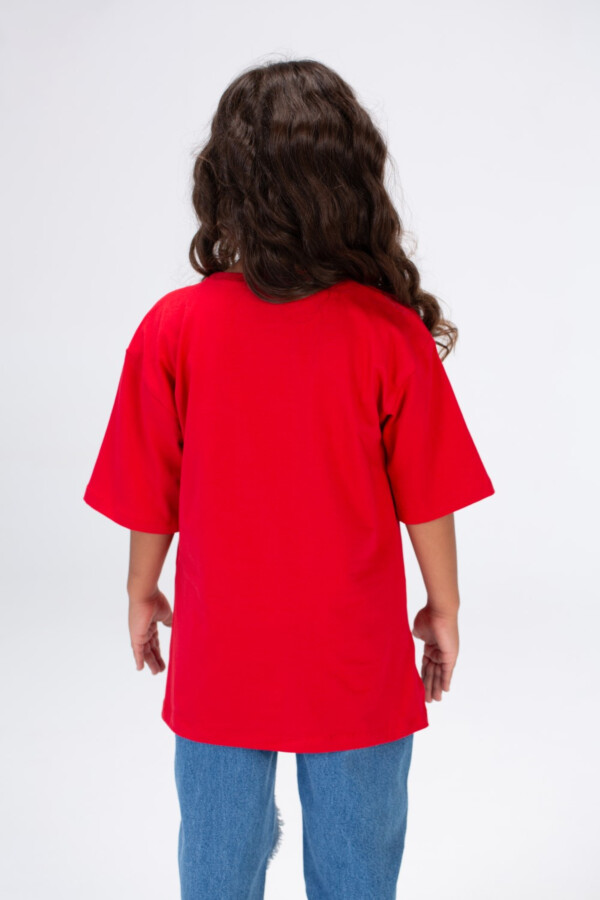 Girls Round Wide Cut Short Sleeved Printed T-shirt