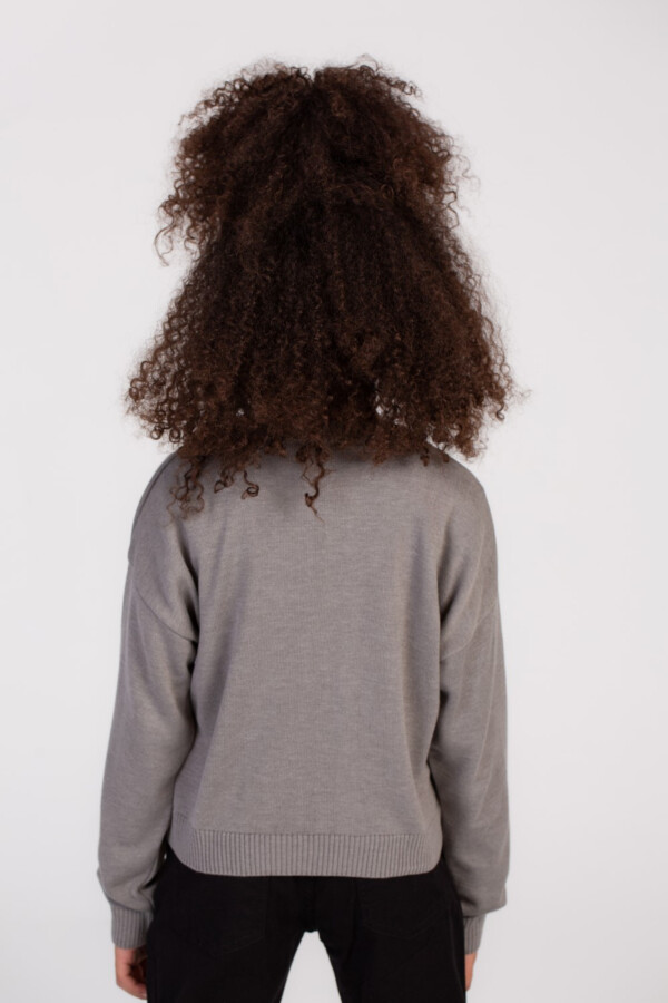 Girl's Rounded Neck Front Printed Unicorn Design Soft Wool Pullover