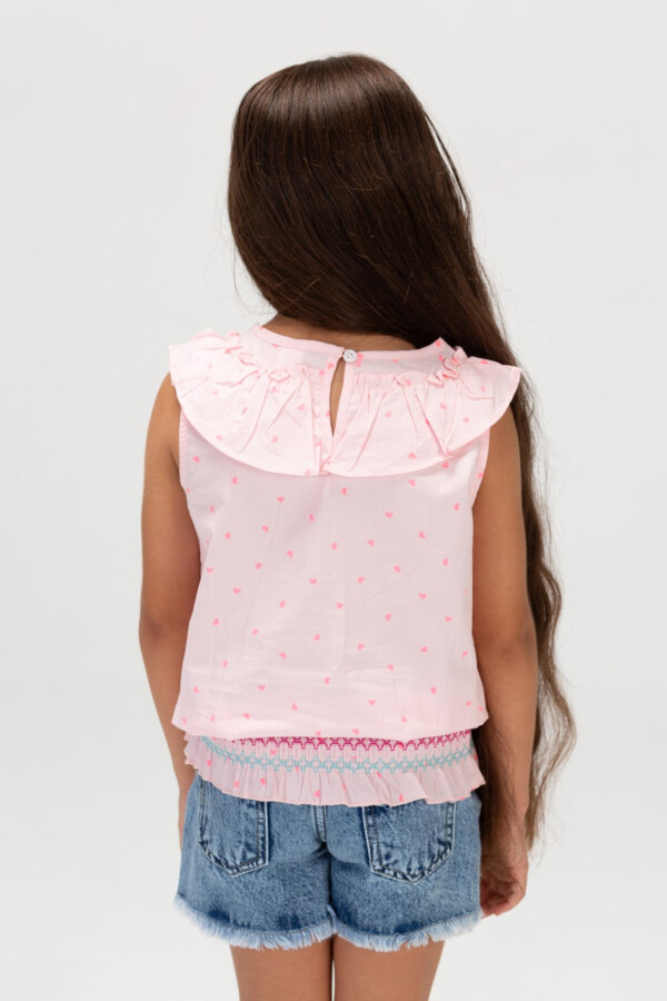 Girls Tomato Summer Doted Blouse Made Of Cotton Material And A Modern Cut In Pink