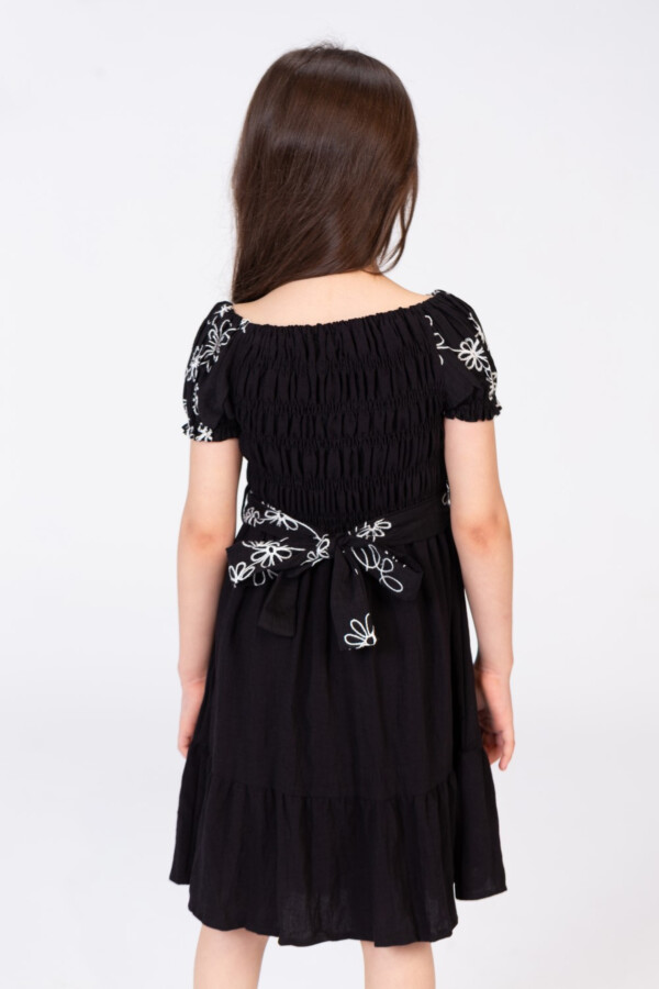 Girls Dress With A Floral Print And A Belt Made Of Comfortable And Practical Summer Material