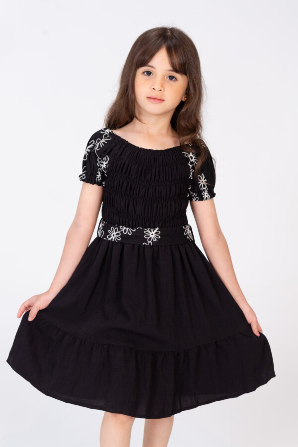 Girls Dress With A Floral Print And A Belt Made Of Comfortable And Practical Summer Material