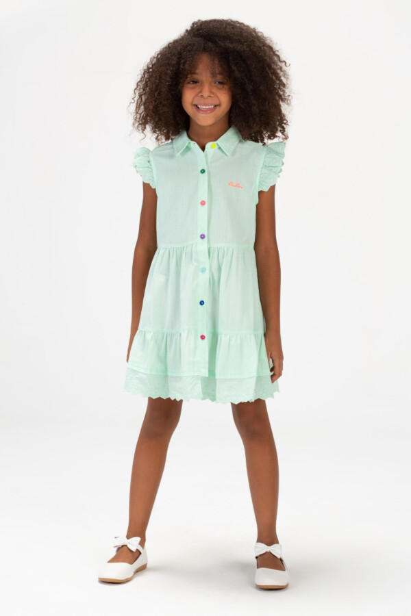 Girls Summer Tomato Casual Dress With Colorful Front Buttons