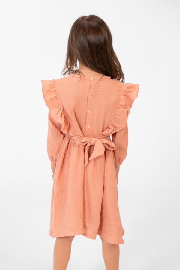 فستان بناتي بيزك بقصة عصرية بنصف أزرار من الضهر أكمام طويلة