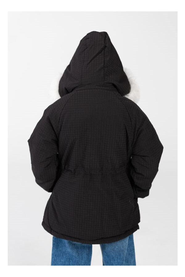 Girl's Gabardine Fur Hood Jacket With Full Zip