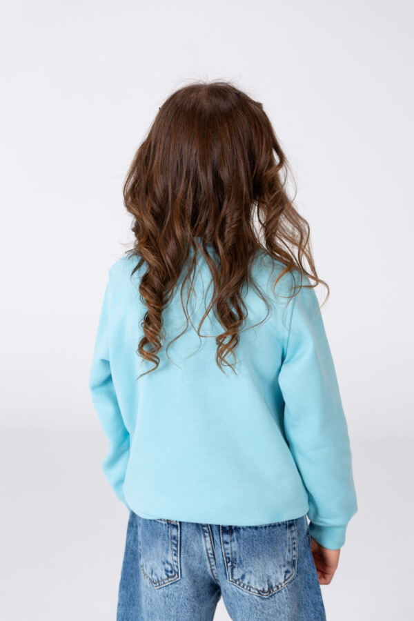 Girl's Round Neck Sweatshirt Printed In Melton Material With A Distinctive Front Pocket