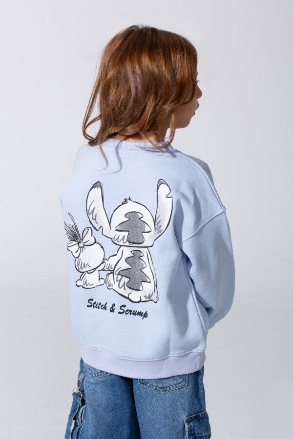 Girl's Slim Fit Round Neck Melton Sweatshirt With A Rabbit Print On The Front And Back
