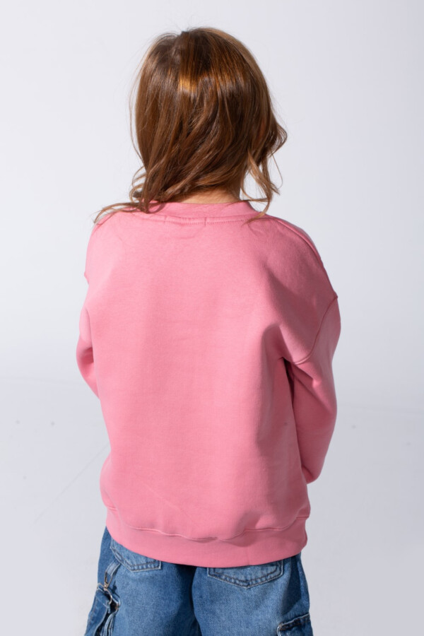 Girl's Slim Fit Melton Round Neck Sweatshirt With Front Prints