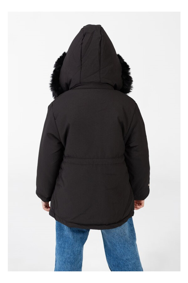 Girl's Gabardine Fur Hood Jacket In Modern Details