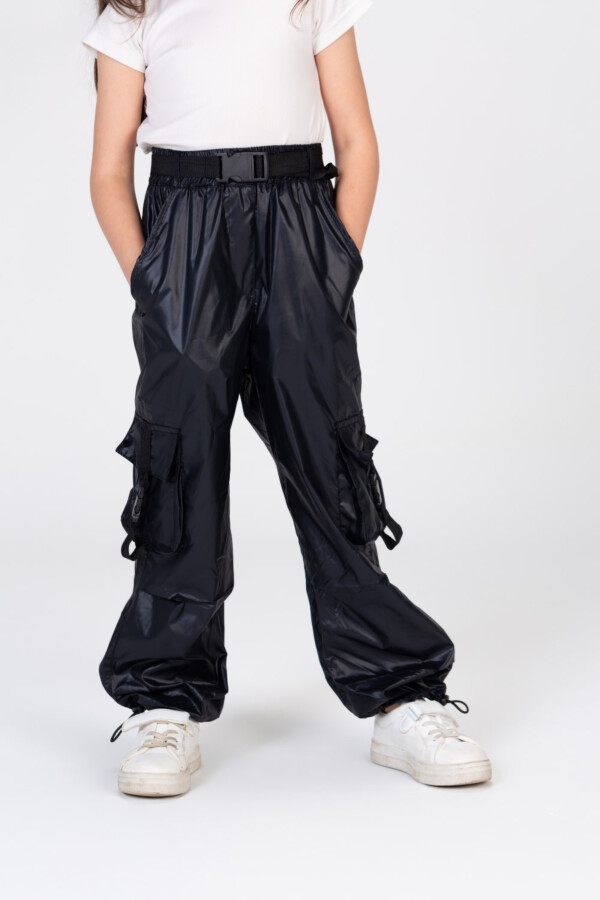Girls Wide Leg Waterproof Trousers With A Belt At The Waist And Pockets In A Modern Fit
