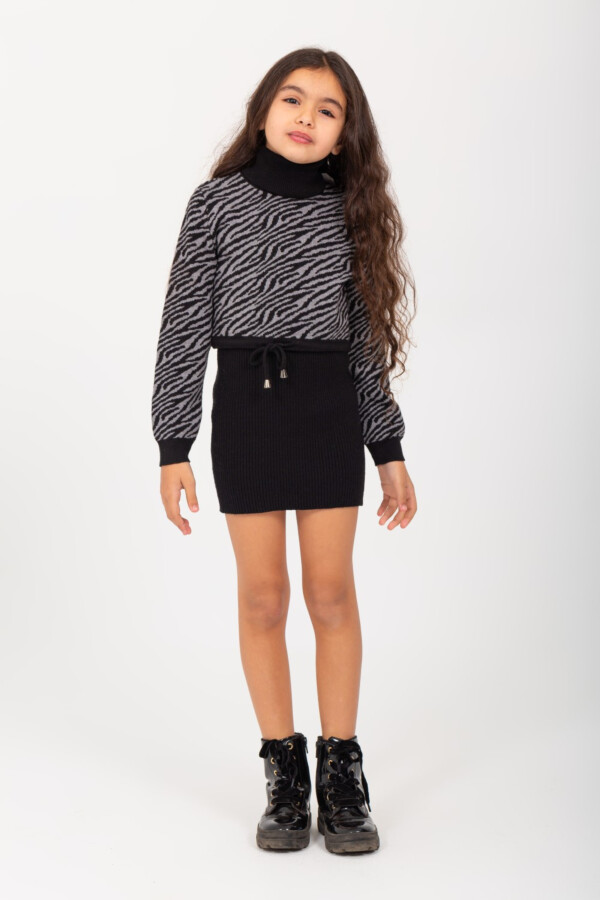 أوت فت بناتي برقبة عالية بأكمام طويلة سادة قصير من الصوف الناعم