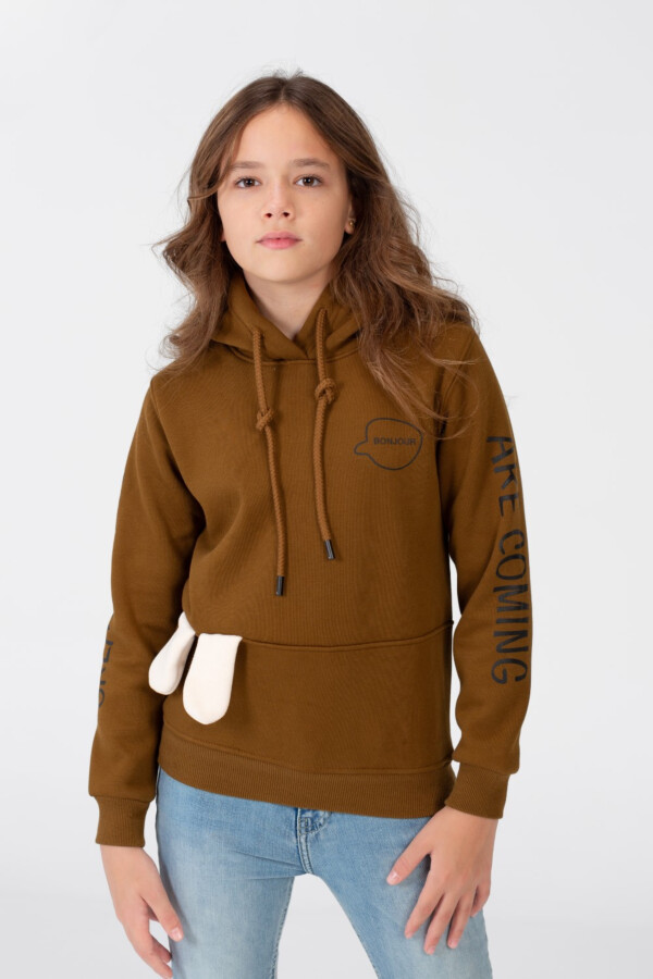 سويت شيرت بناتي بطبعة نص من الكتاف وكابيشوه