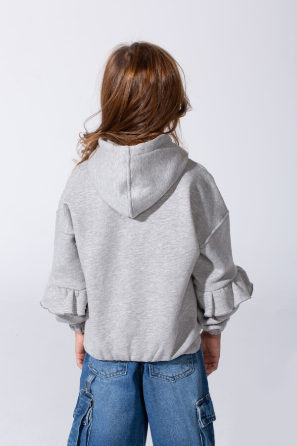 Girl's Ruffles Long Sleeves Hoodie Sweatshirt With A Front Text Print Modern Design
