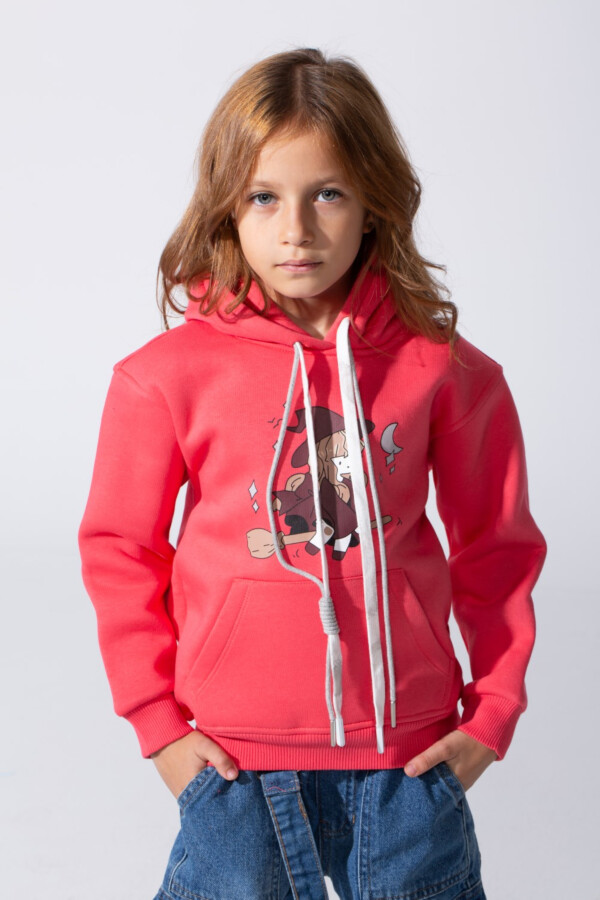 Girl's Slim Fit Melton Long Sleeves Hoodie Sweatshirt With Graphic Print On The Front
