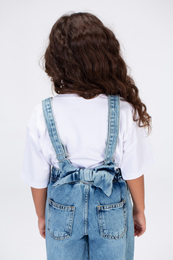 Girls Used Slouchy Jeans Jumpsuit With A Bow Tie At The Back And A Modern Cut