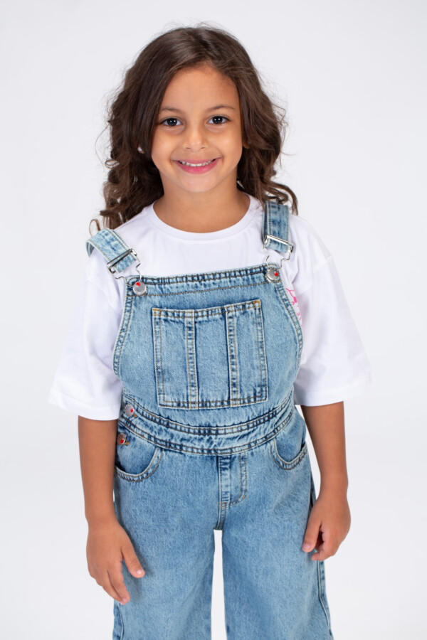 Girls Used Slouchy Jeans Jumpsuit With A Bow Tie At The Back And A Modern Cut