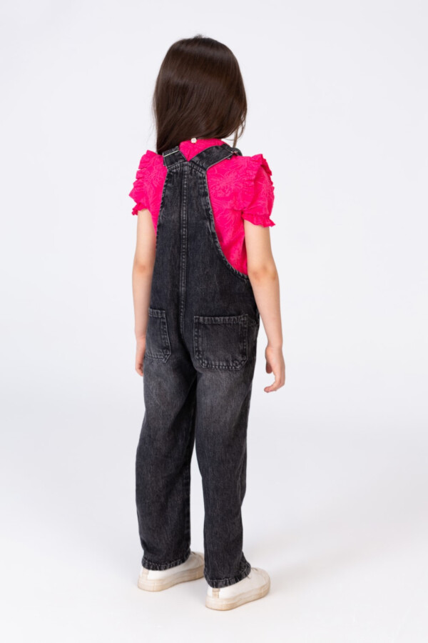 Girls Jeans Salopette With A Front Pocket And Distinctive Details